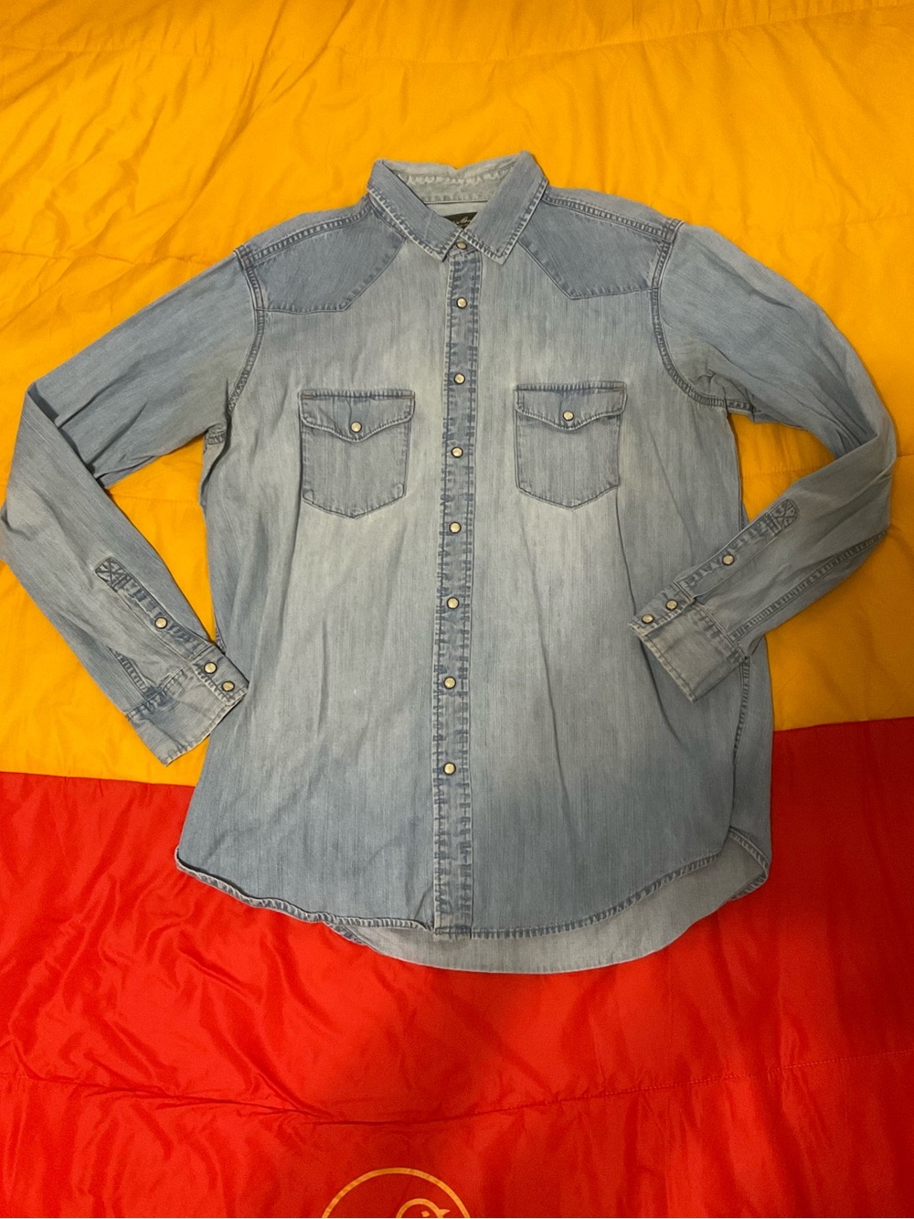 Eddie Bauer Denim Button-Up Long Sleeve Shirt